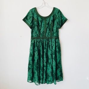 eShakti green lace cocktail dress fit size 14